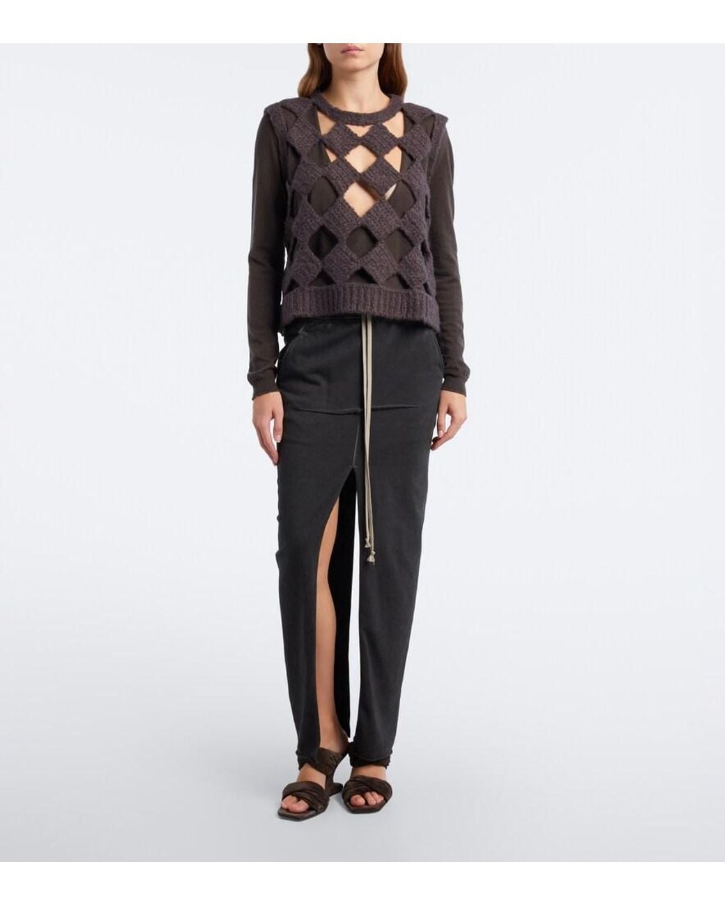 Rick Owens Black Sarutanya Cashmere And Silk Sweater Vest