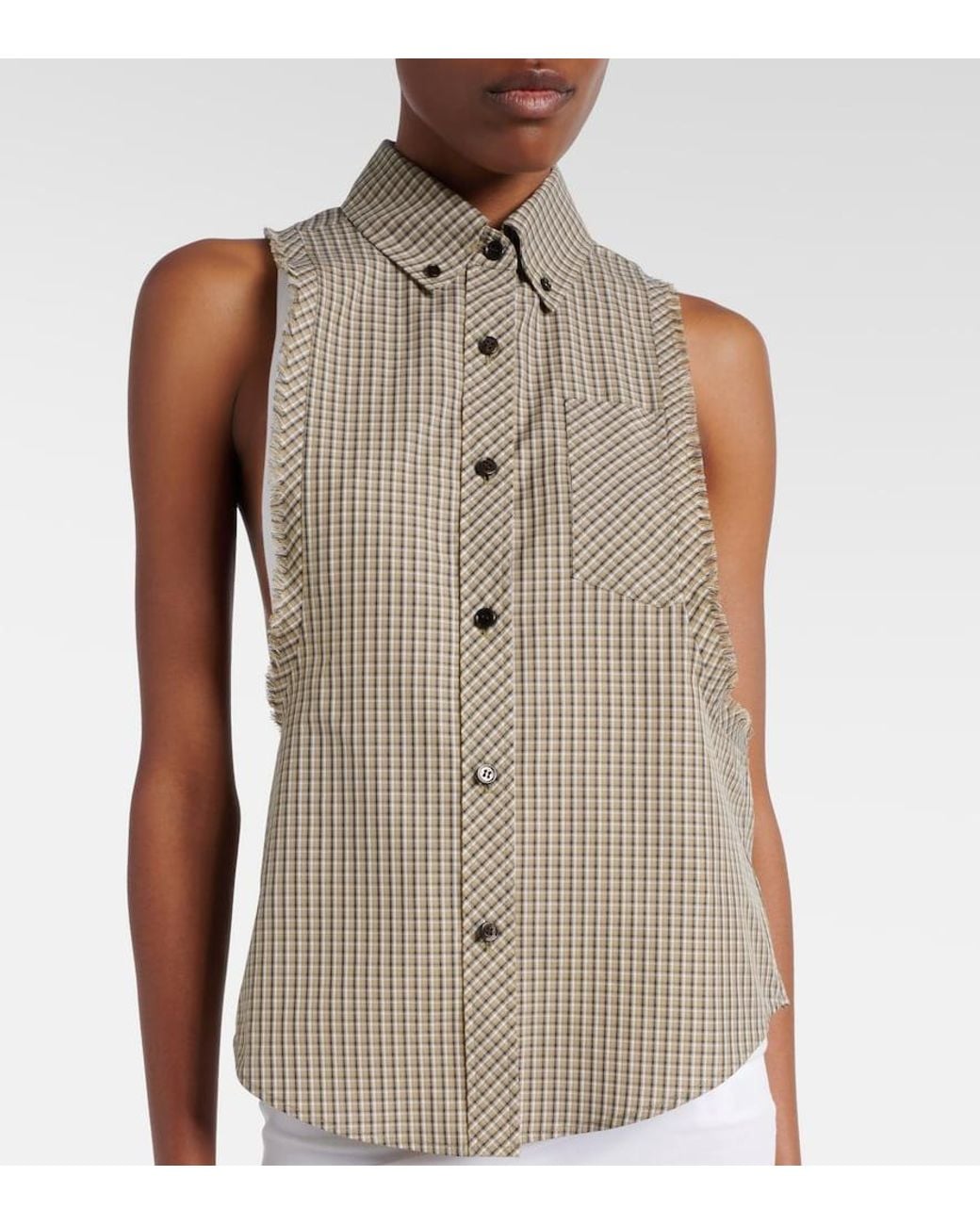 Versace Natural Checked Cotton Shirt