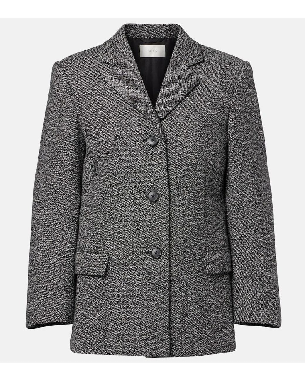 The Row Gray Eudora Cashmere And Wool Blazer