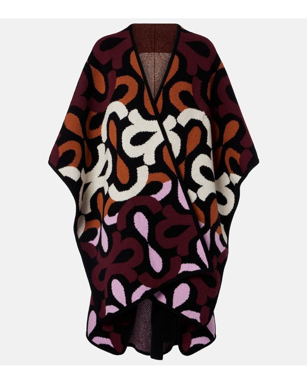 LaDoubleJ Black Maiolika Wool Jacquard Cape