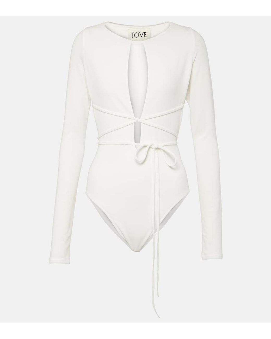 TOVE White Jennifer Cutout Crepe Jersey Bodysuit