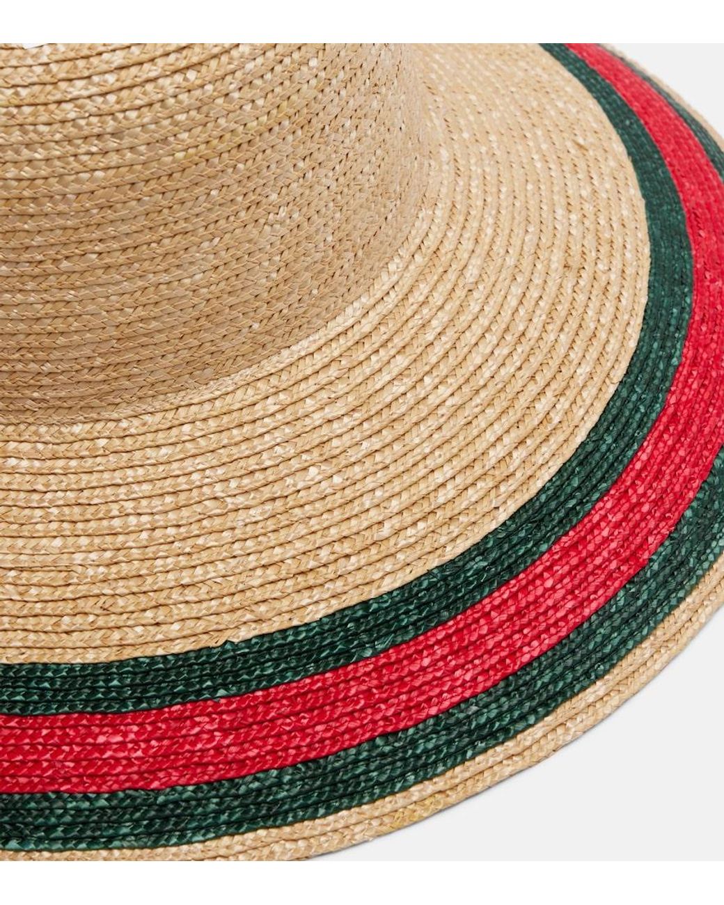 Gucci Natural Web Stripe Woven Sun Hat