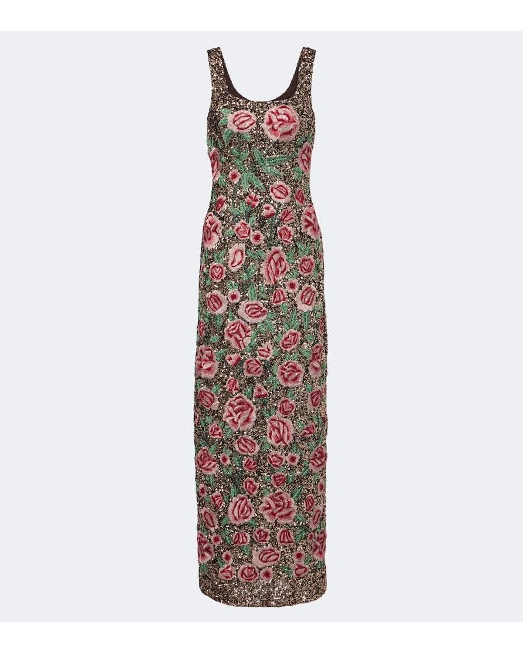 La Fuori Purple Antique Bloom Sequined Gown