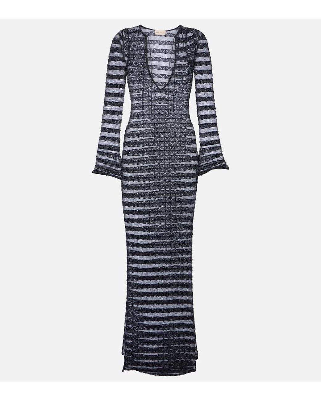 AYA MUSE Blue Lace Maxi Dress