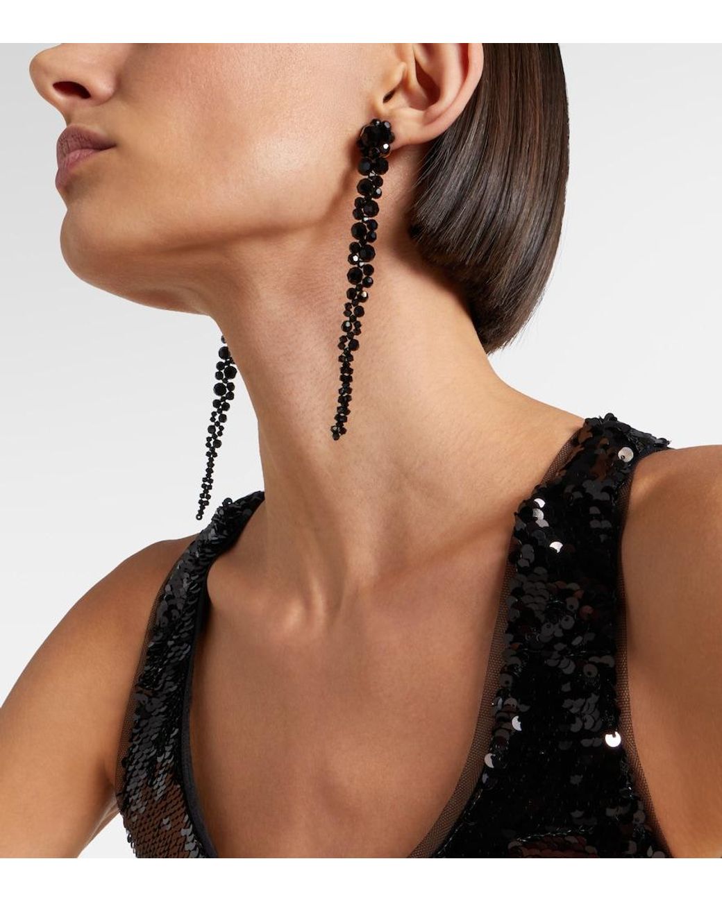 Pendientes Drip Adornados Simone Rocha de color Black