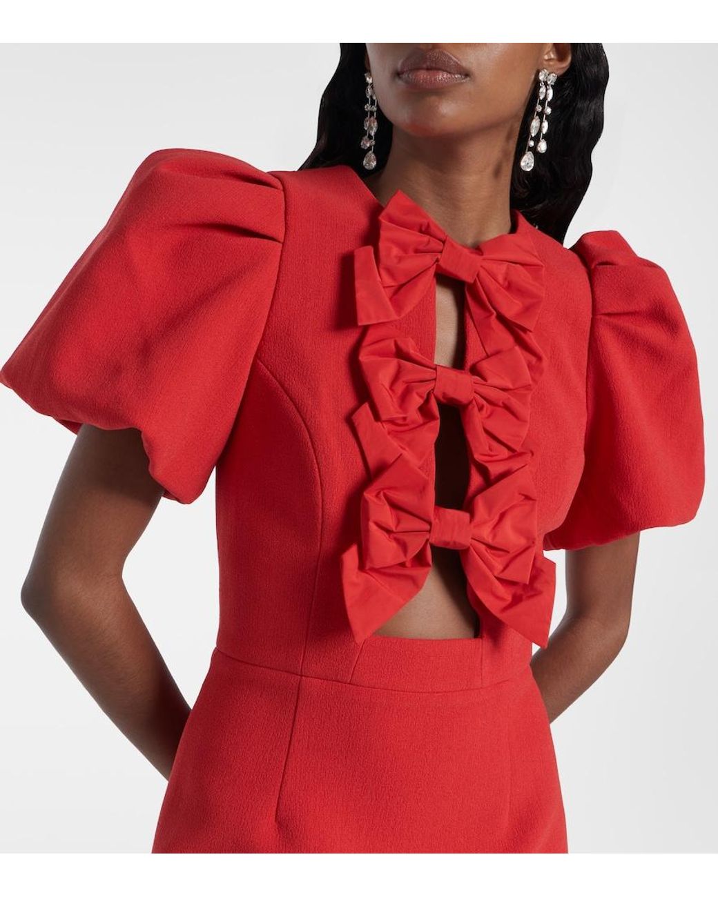 Rebecca Vallance Red Kaylee Bow-Detail Minidress