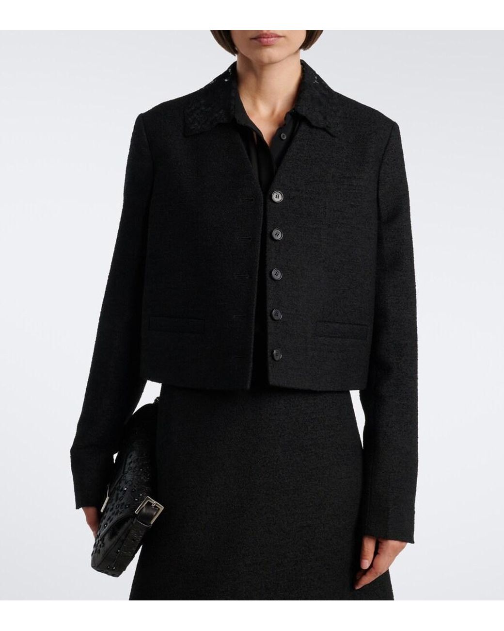 Fendi Black Wool-Blend Boucle Jacket