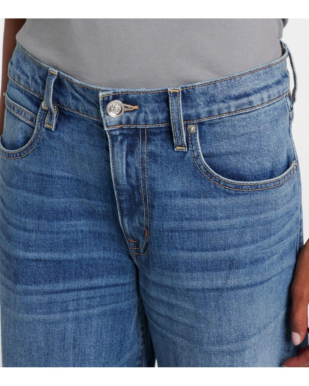 SLVRLAKE Denim Blue Selena Mid-Rise Wide-Leg Jeans