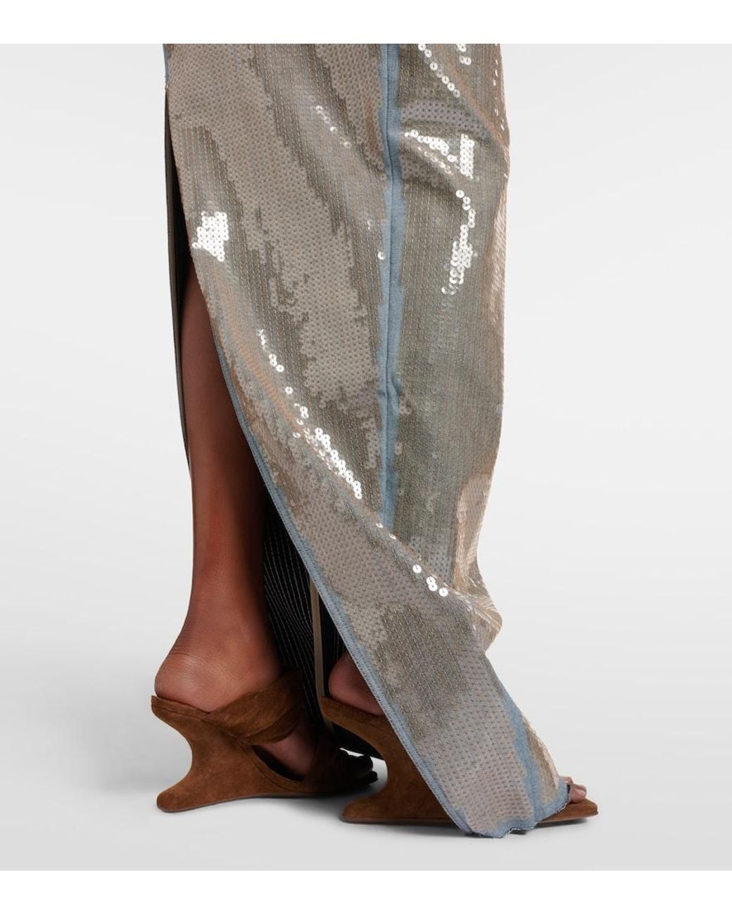 Rick Owens Metallic Prong Sequined Denim Gown