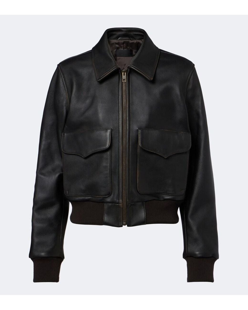 Nili Lotan Black Leather Bomber Jacket