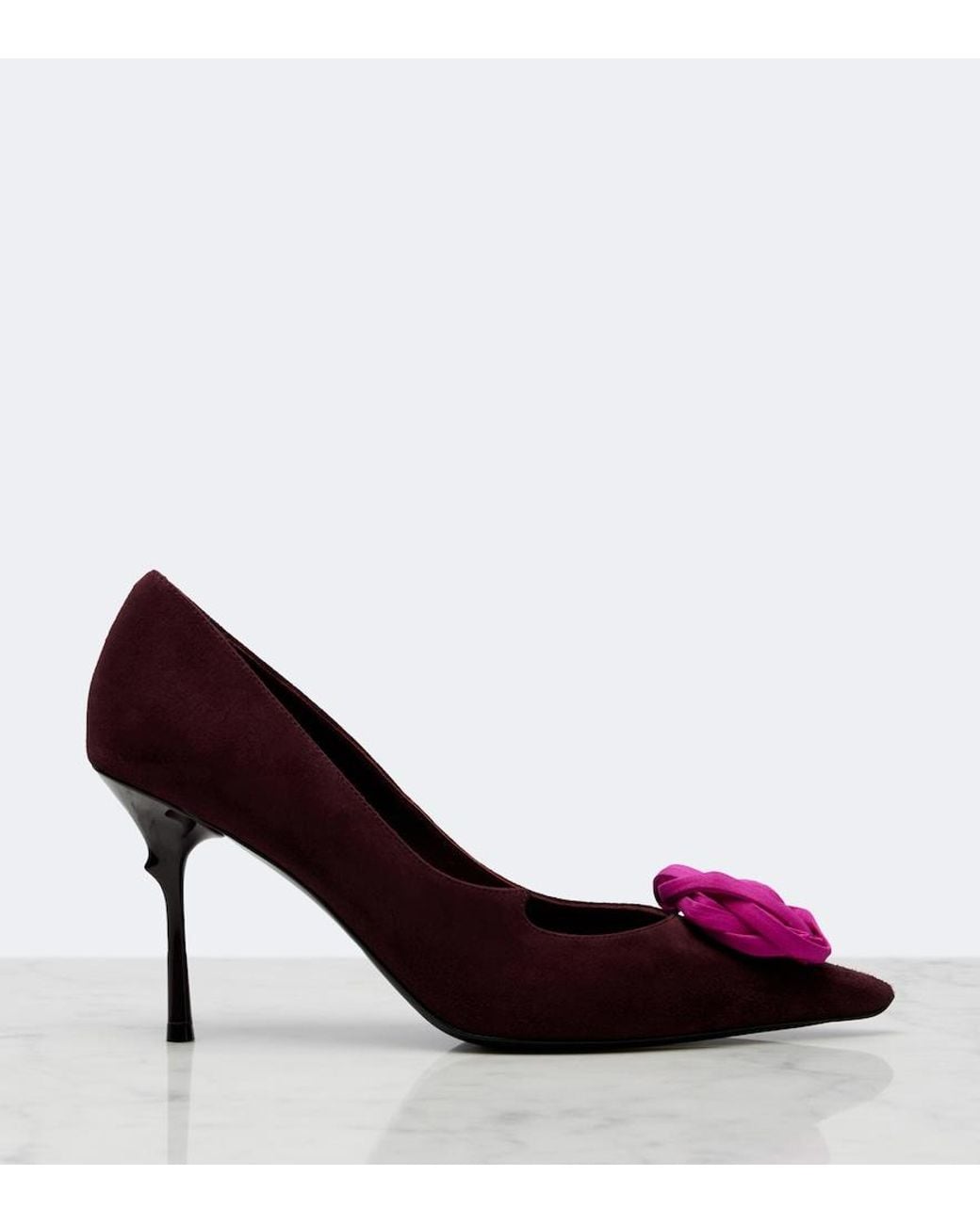 Roger Vivier Purple Rose Vivier Floral-Applique Suede Pumps