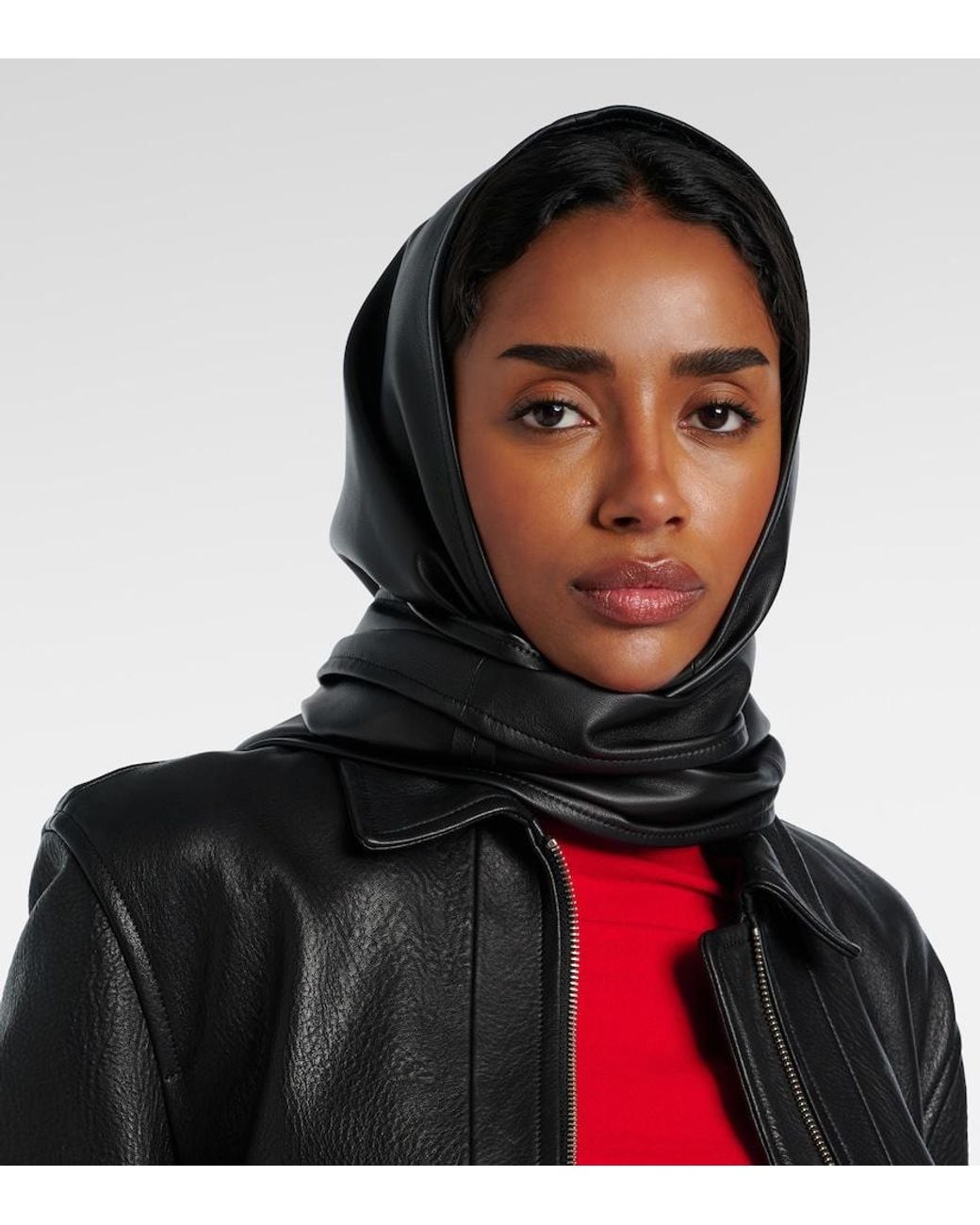 Nour Hammour Black Leather Hood