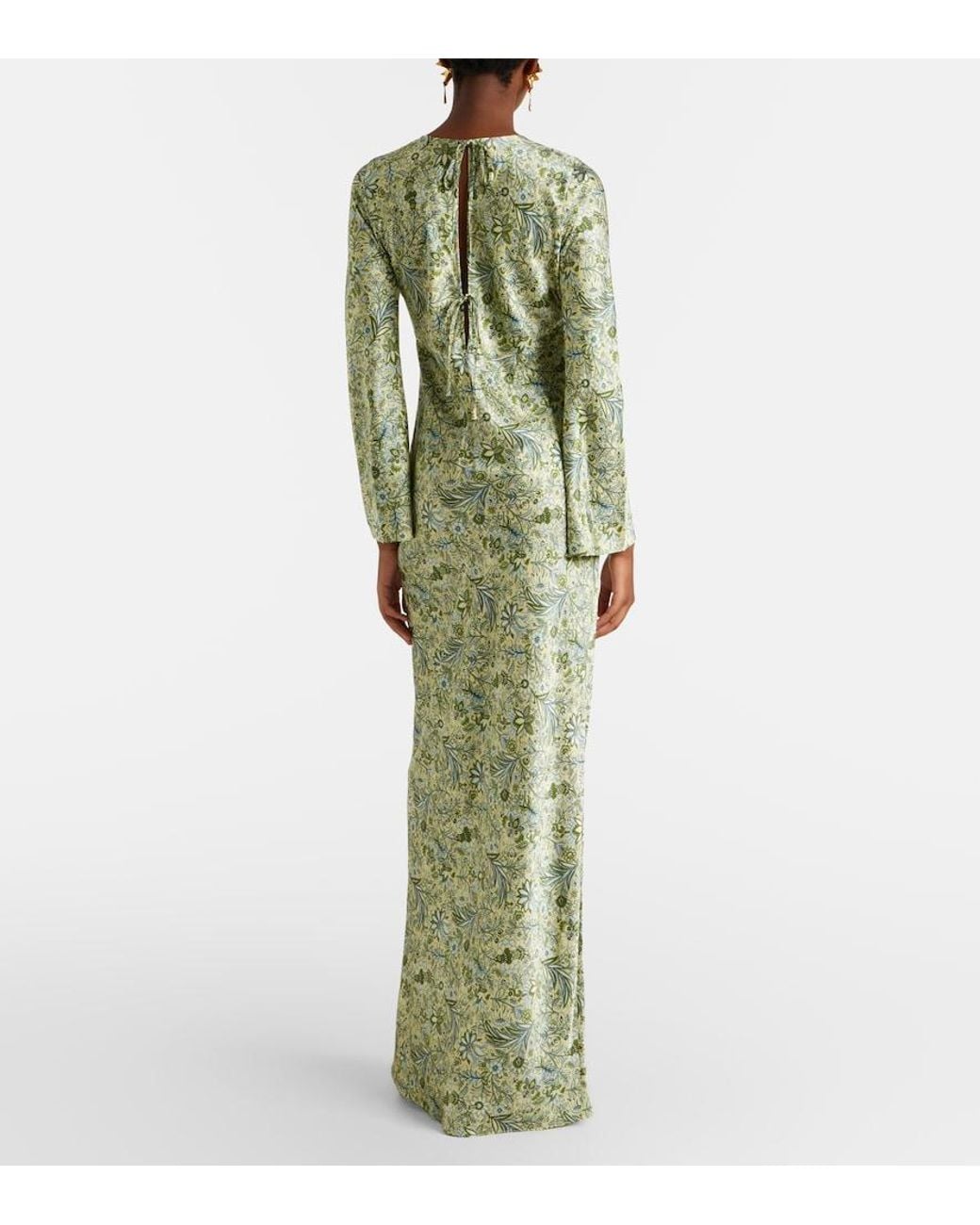 Veronica Beard Green Gemma Printed Silk-Blend Maxi Dress