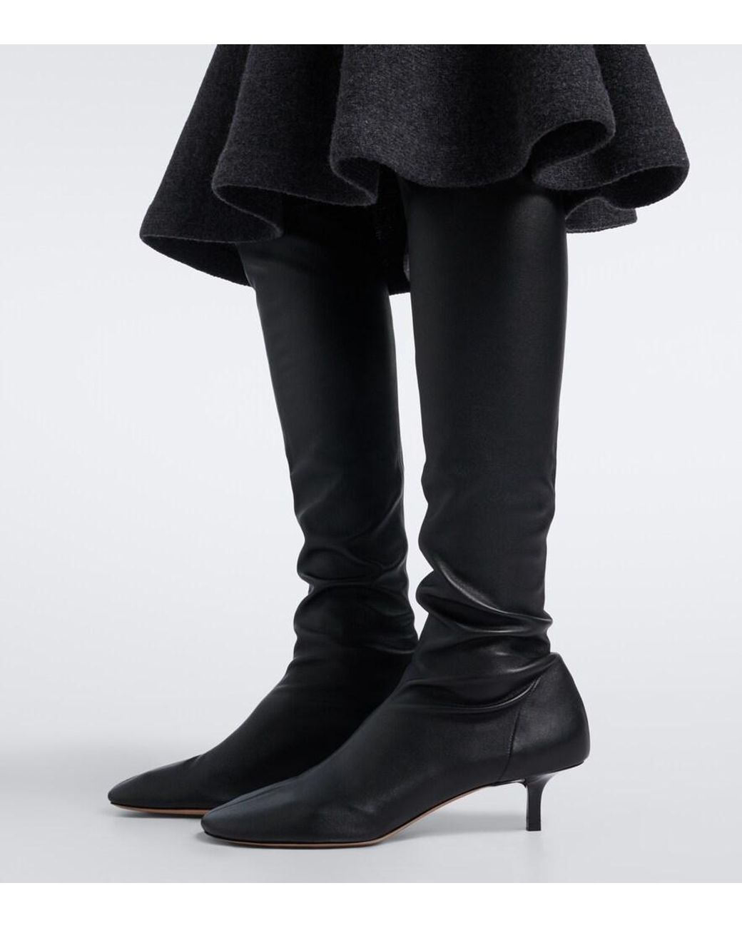 Jacquemus Black Collant Leather Knee-High Boots