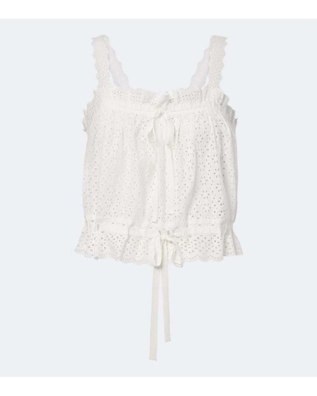 Ulla Johnson White Isola Broderie Anglaise Cotton Top