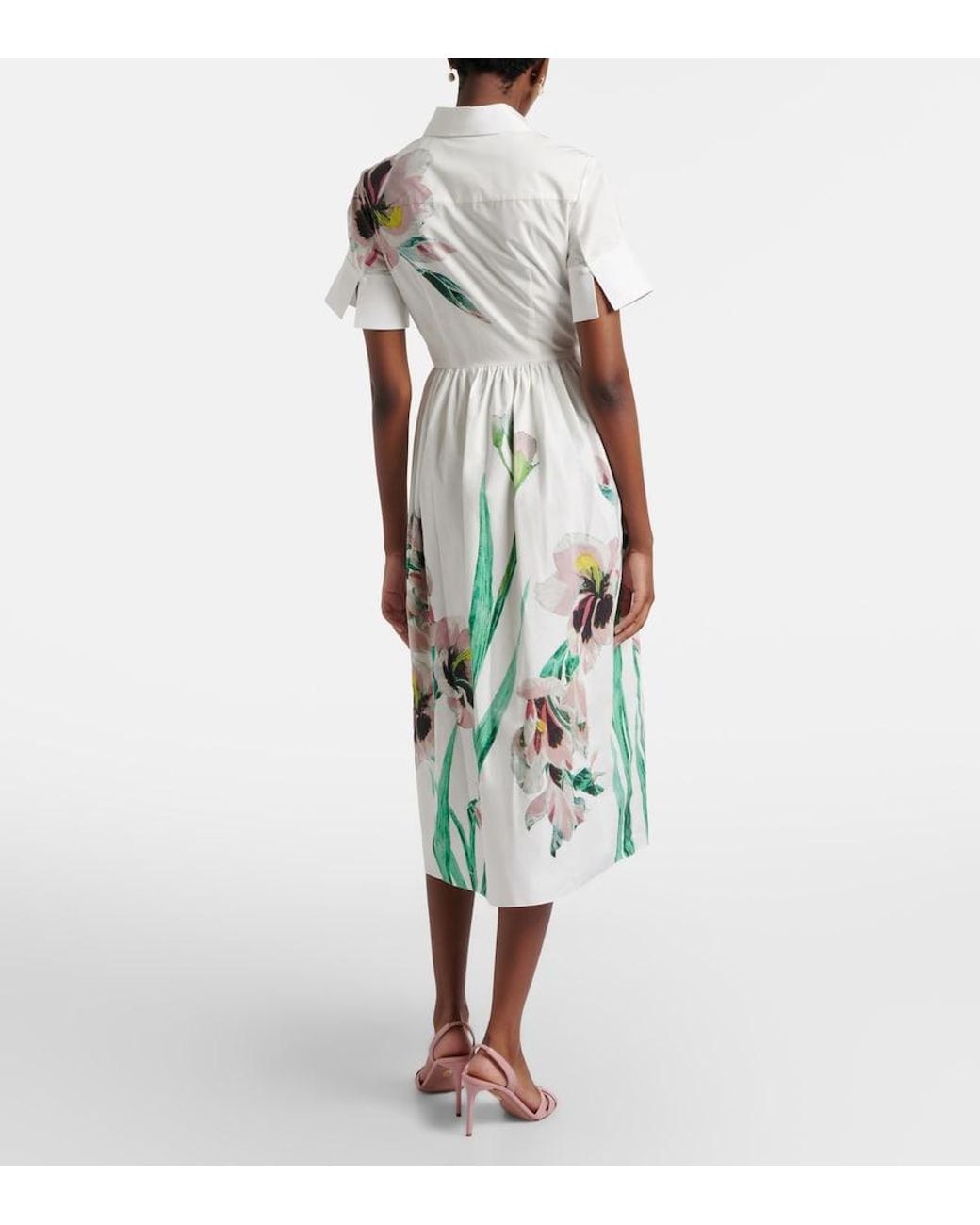 Erdem White Floral Cotton Shirt Dress