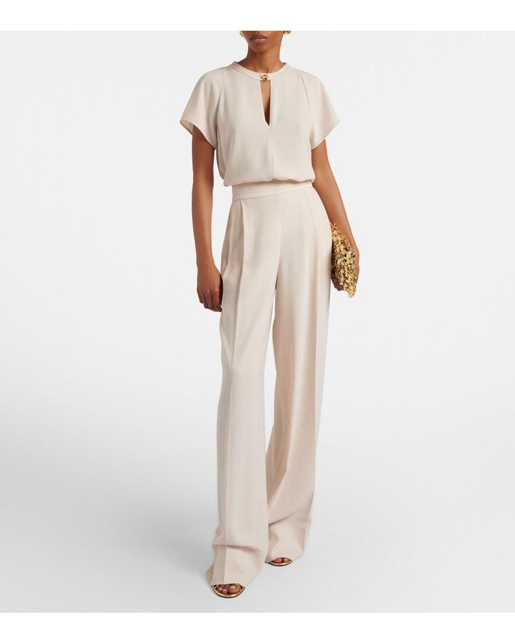Joseph Natural Cara Crepe Wide-Leg Pants