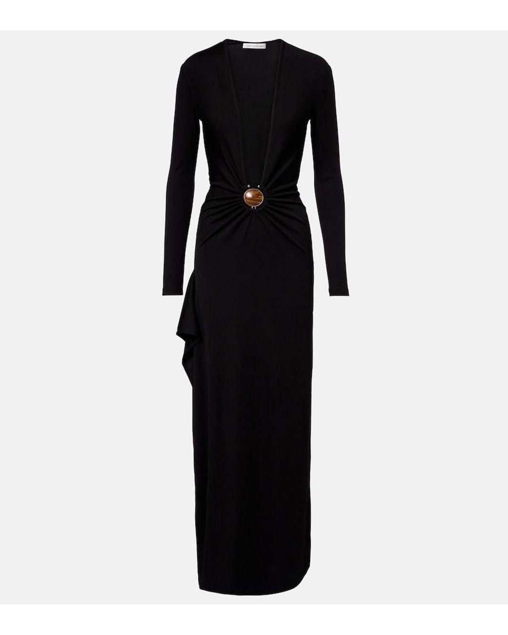 Christopher Esber Black Gathered Jersey Maxi Dress