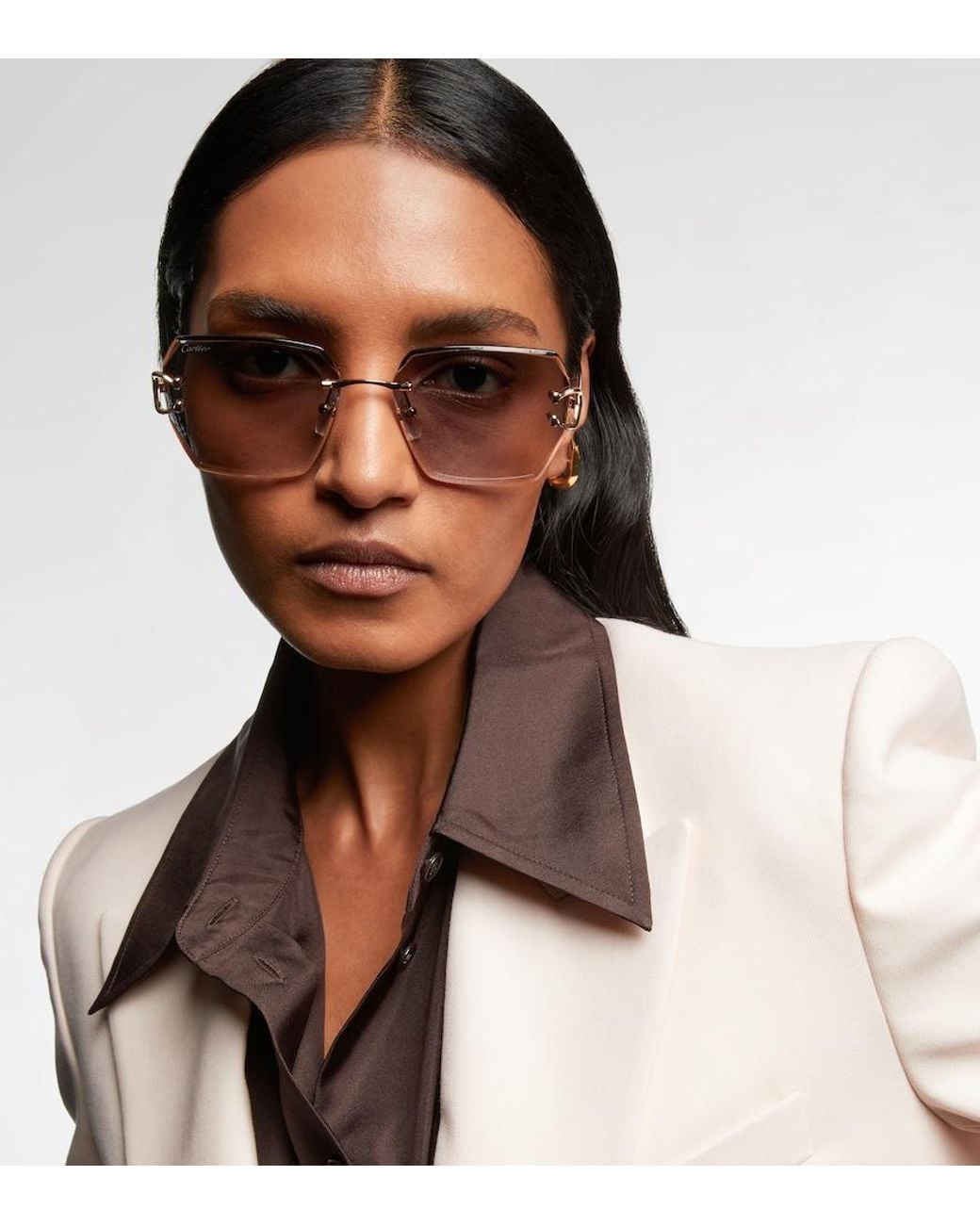 Cartier Brown Signature C De Cartier Square Sunglasses