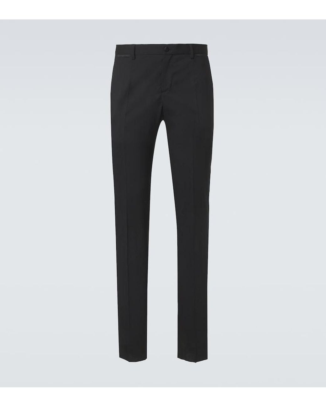 Dolce & Gabbana Black Wool And Silk-Blend Tuxedo Pants for men