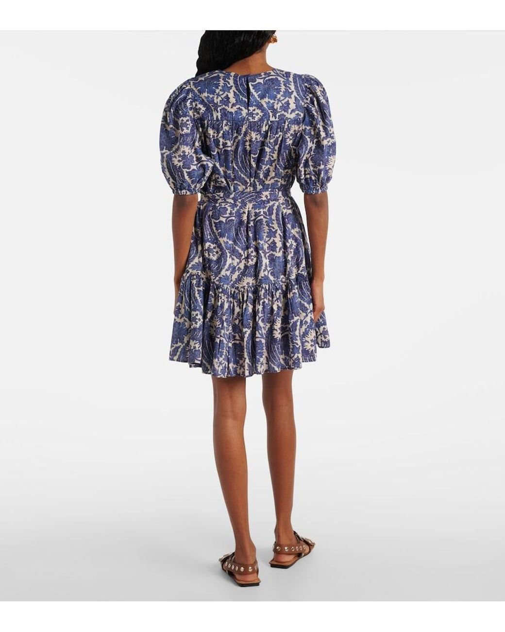 Ulla Johnson Blue Rosalie Printed Cotton-Blend Minidress