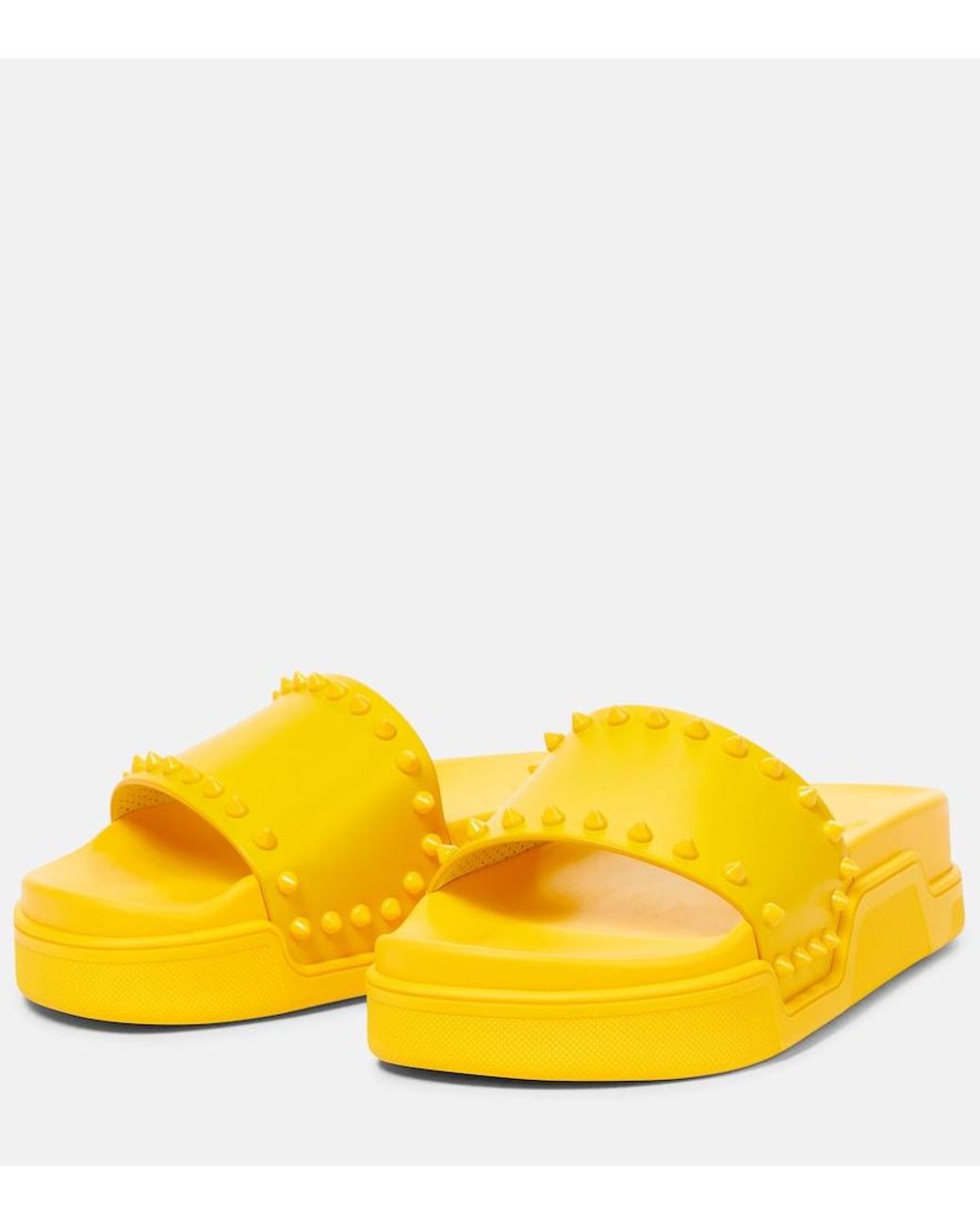 Christian Louboutin Yellow Pool Stud Embellished Slides