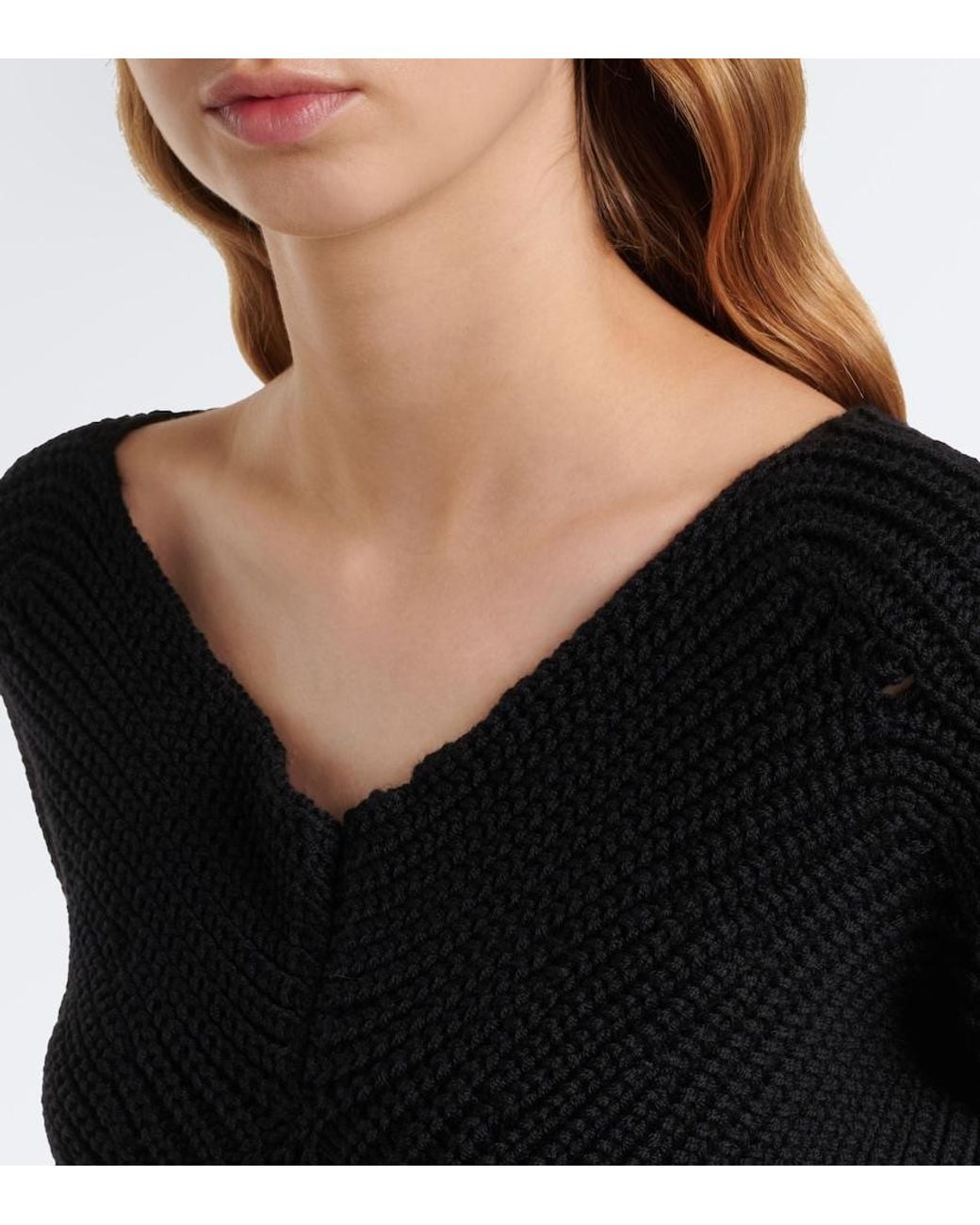 Lemaire Black Ribbed-Knit Wool Sweater