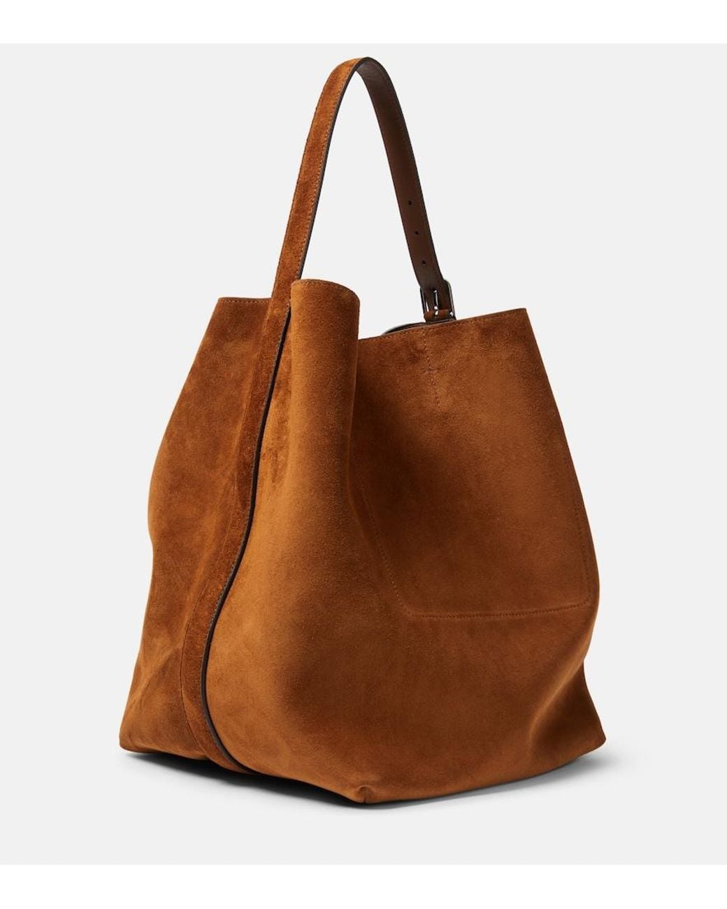 Totême Brown Belted Suede Tote Bag