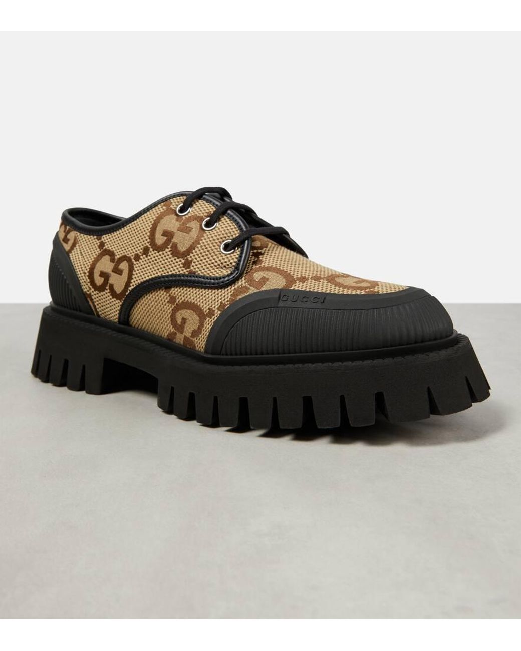vloeistof stel voor loyaliteit Gucci Maxi GG Lace-up Shoe in Brown | Lyst