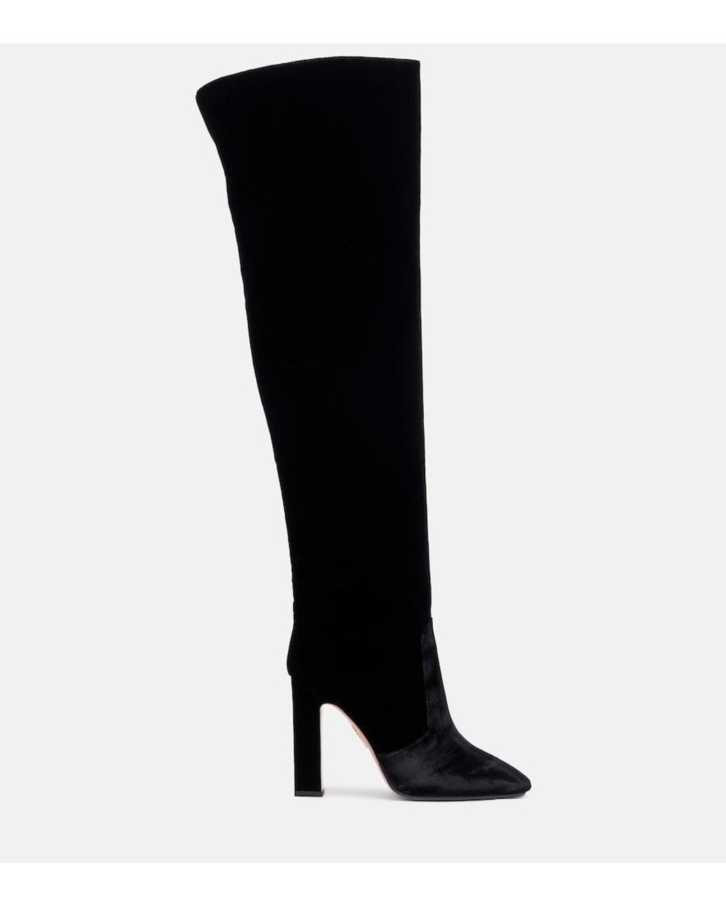 Aquazzura Black Joplin 105 Velvet Over-The-Knee Boots