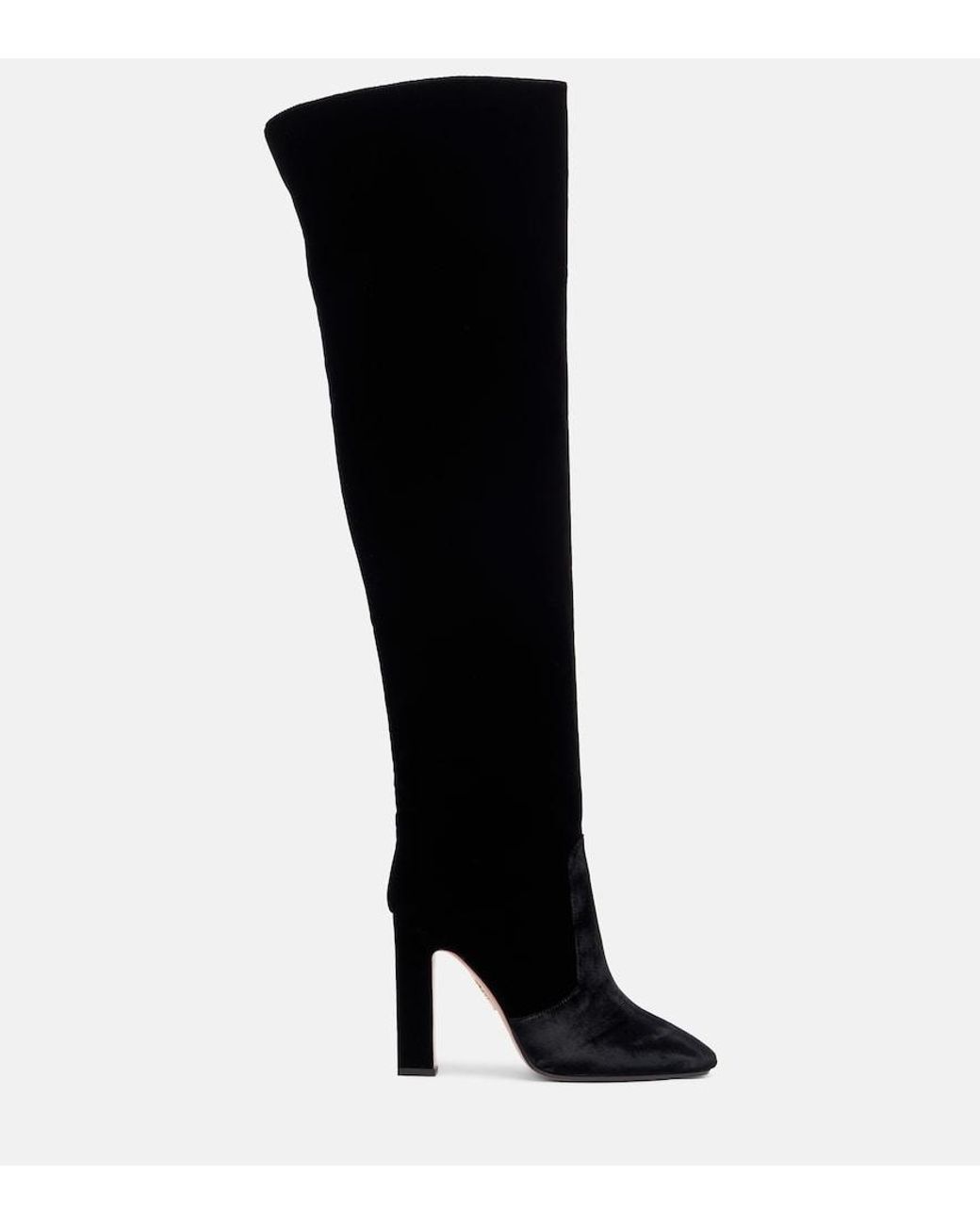 Aquazzura Black Joplin 105 Velvet Over-The-Knee Boots