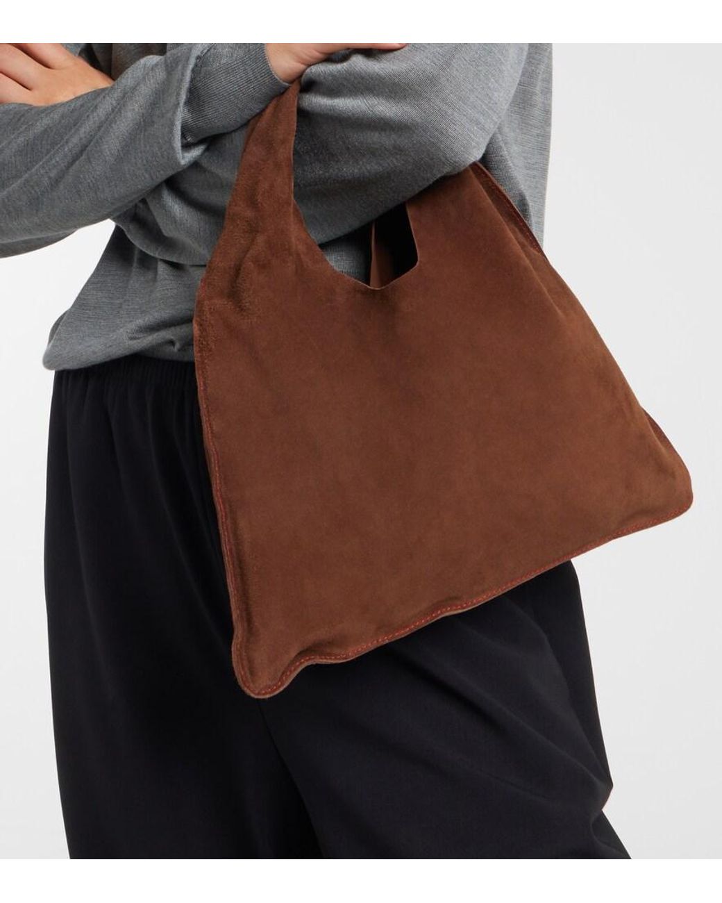 The Row Brown Tote Bag Bindle Small Aus Veloursleder