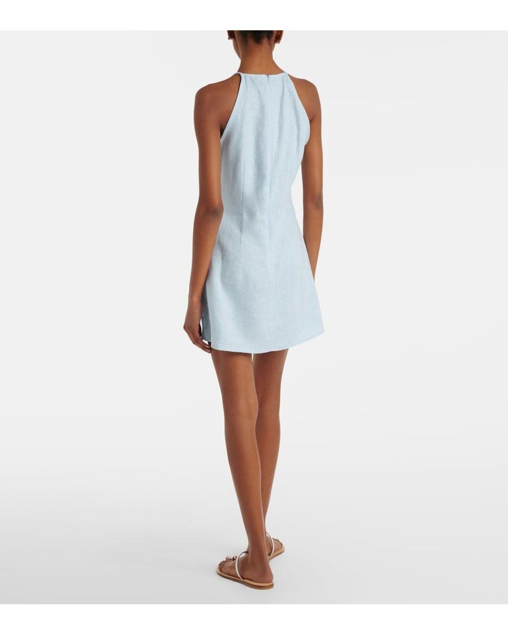 Asceno Blue Antigua Linen Minidress