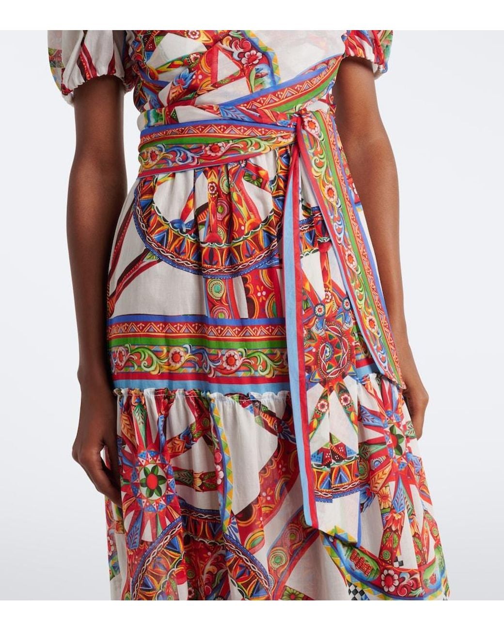 Dolce & Gabbana Red Carretto Cotton Maxi Dress