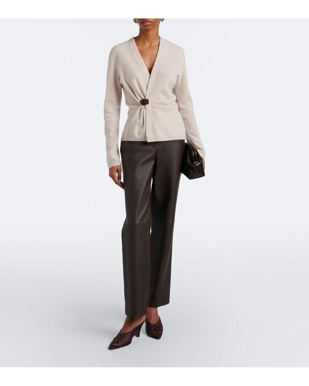 Vince Natural Gathered Wool And Cashmere Sweater