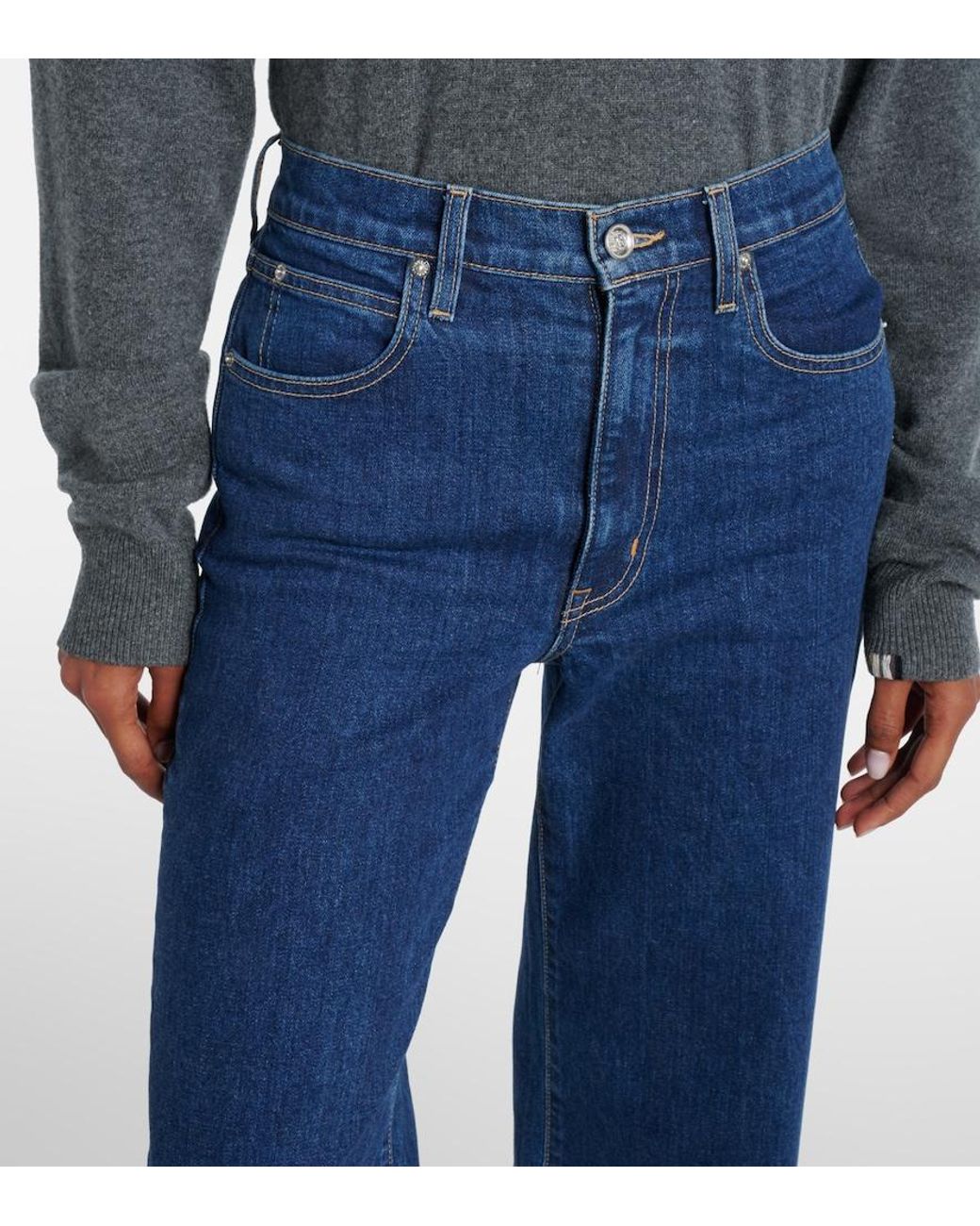 SLVRLAKE Denim Blue Grace High-Rise Wide-Leg Jeans