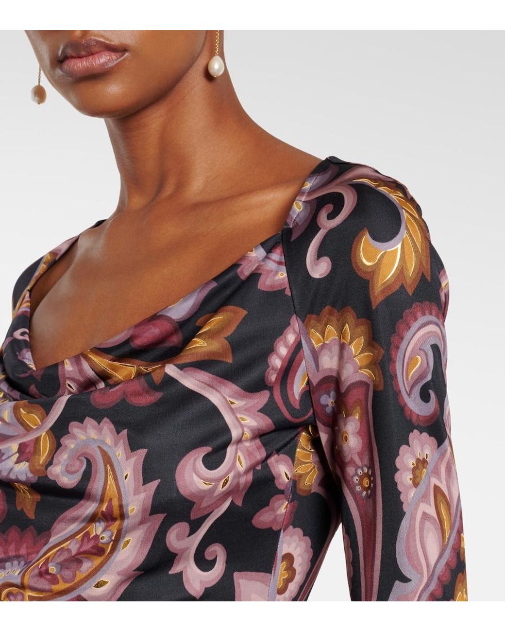Etro Red Paisley Jersey Top