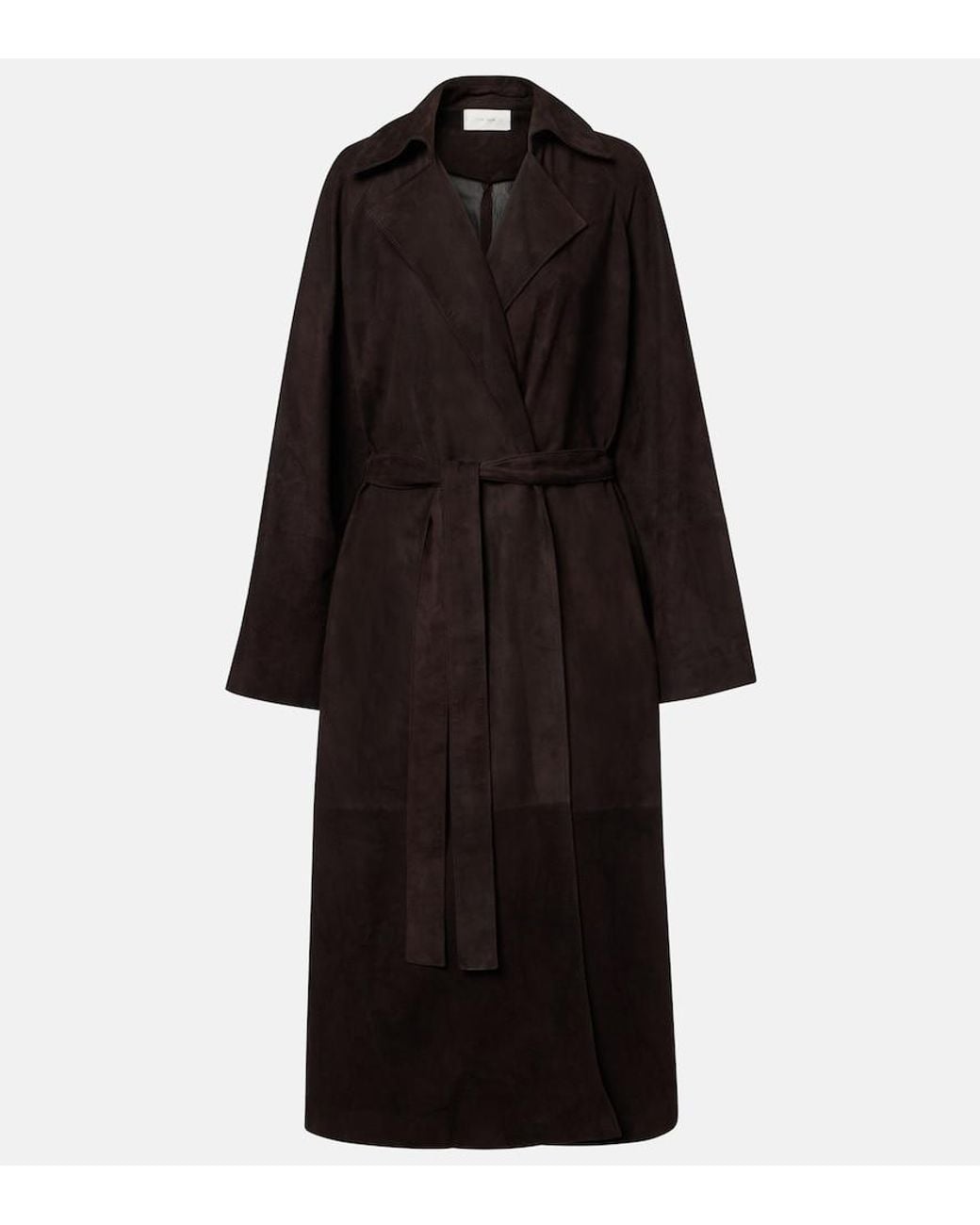 The Row Black Solana Suede Wrap Coat