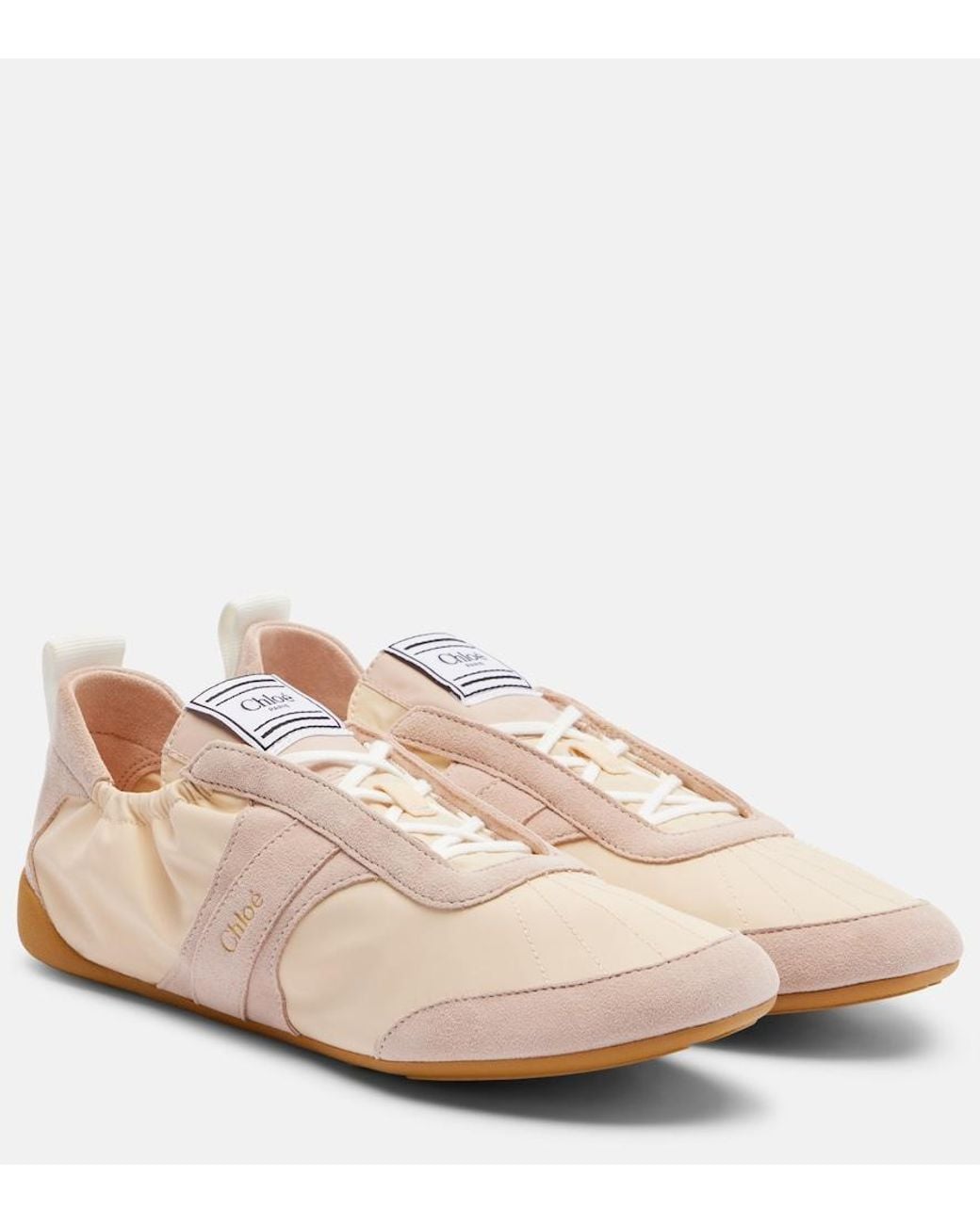 Chloé Pink Kick Suede-Trimmed Sneakers