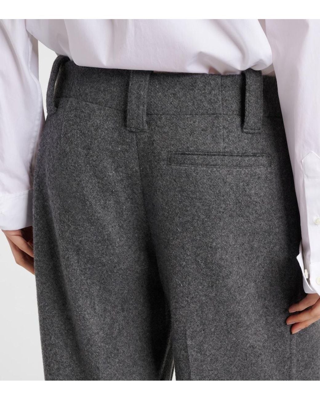 Proenza Schouler Gray Mid-Rise Wide-Leg Pants