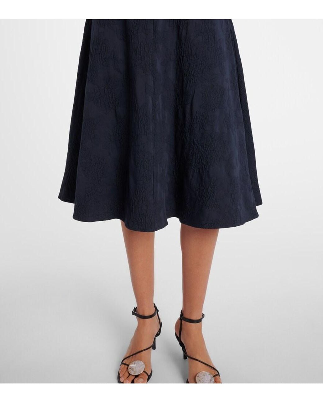 Erdem Blue Floral Cotton-Blend Jacquard Midi Dress