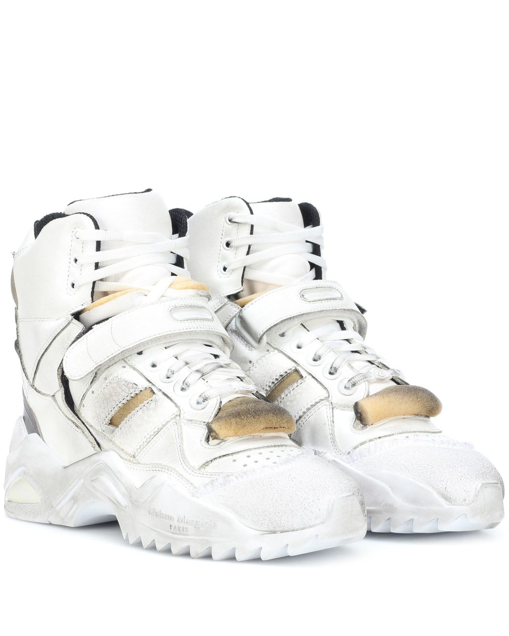 Maison Margiela Retro Fit Leather High-top Sneakers in White | Lyst