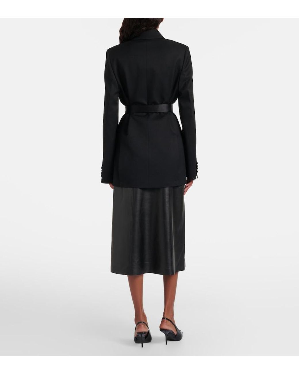 Victoria Beckham Black Leather Pencil Skirt
