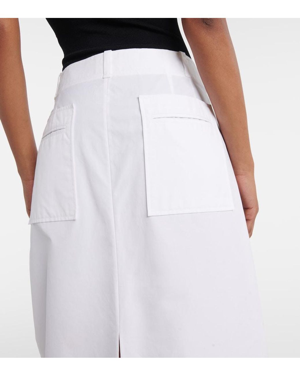 Khaite White Lucian Cotton Poplin Maxi Skirt