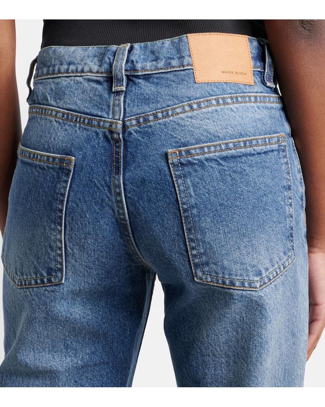 Magda Butrym Blue Faded Capri Jeans