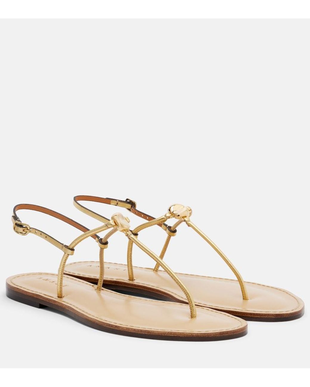 Amanu White Naivasha Leather Thong Sandals