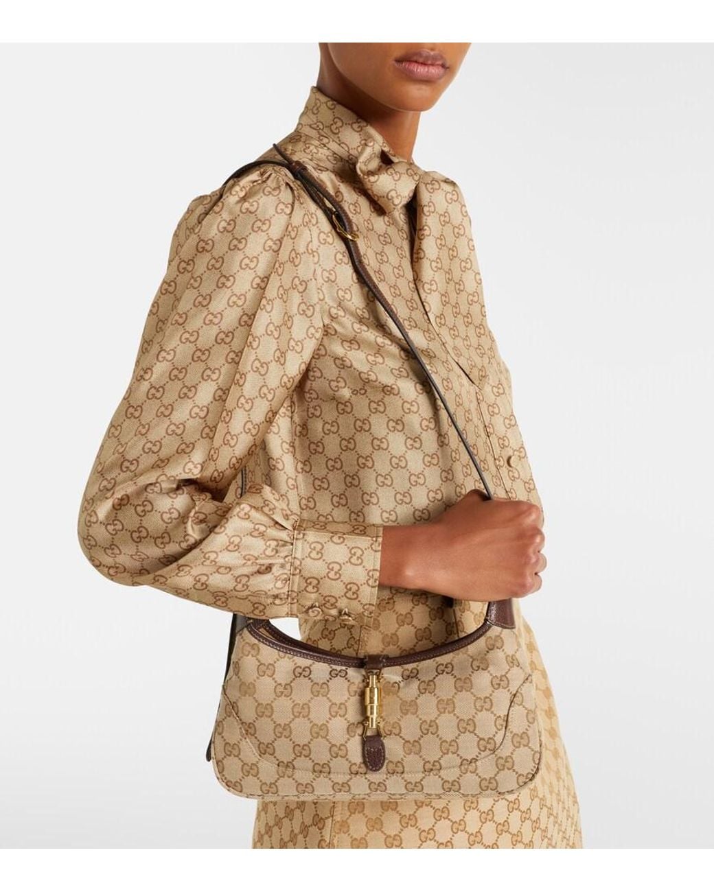 Gucci Brown Jackie Slim Medium Gg Canvas Shoulder Bag