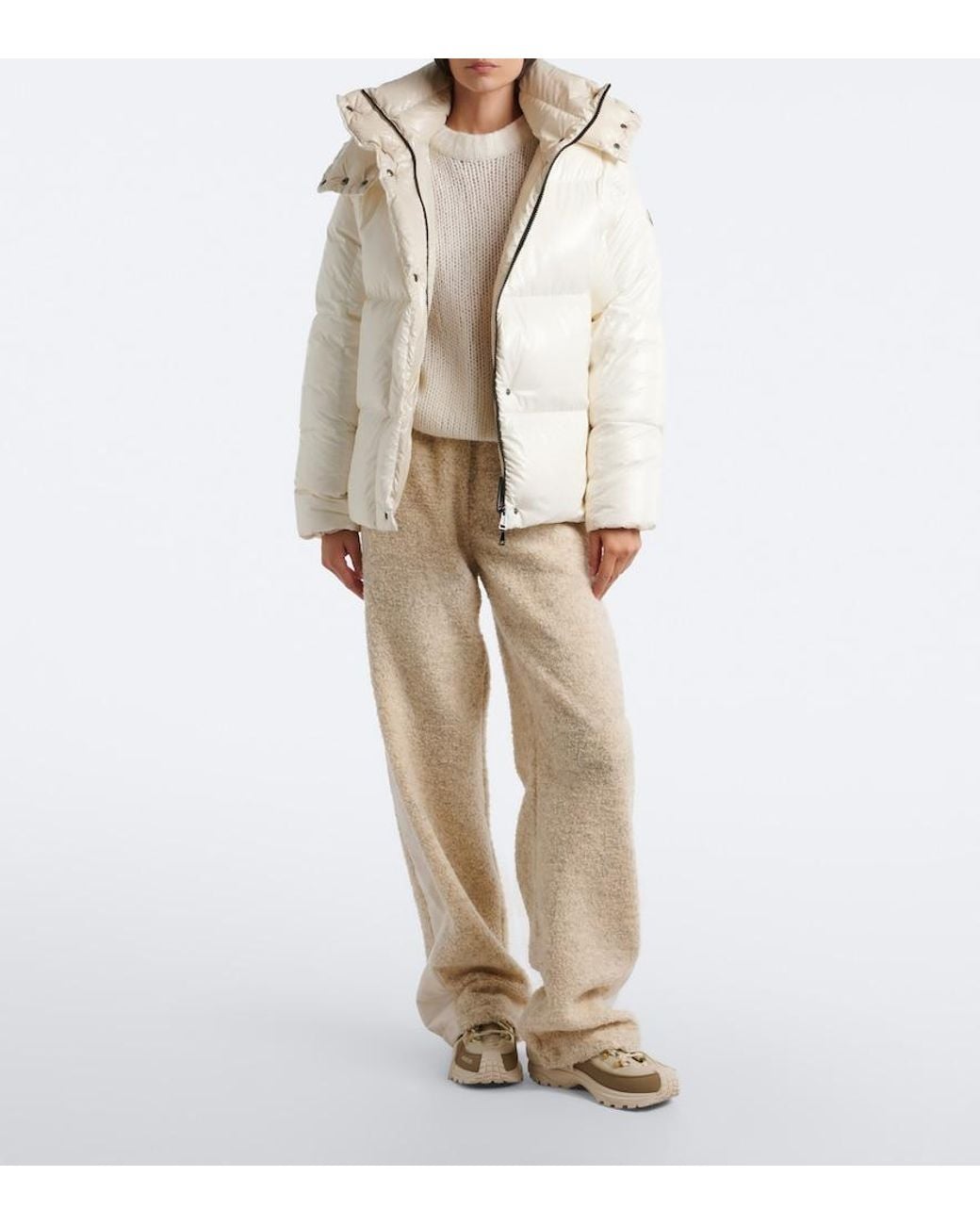 Moncler Natural Parana Hooded Padded-Down Jacket