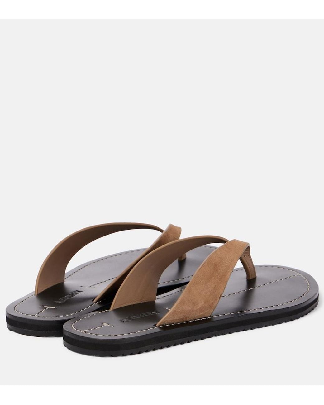 A.Emery Brown Flora Suede Thong Sandals