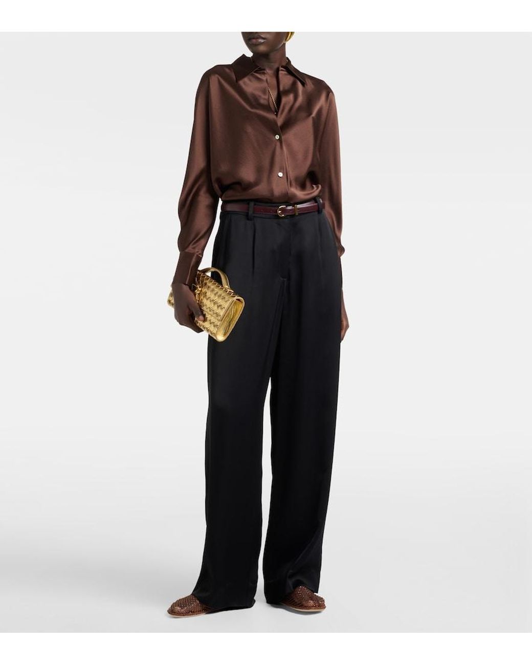 Vince Brown Silk Shirt